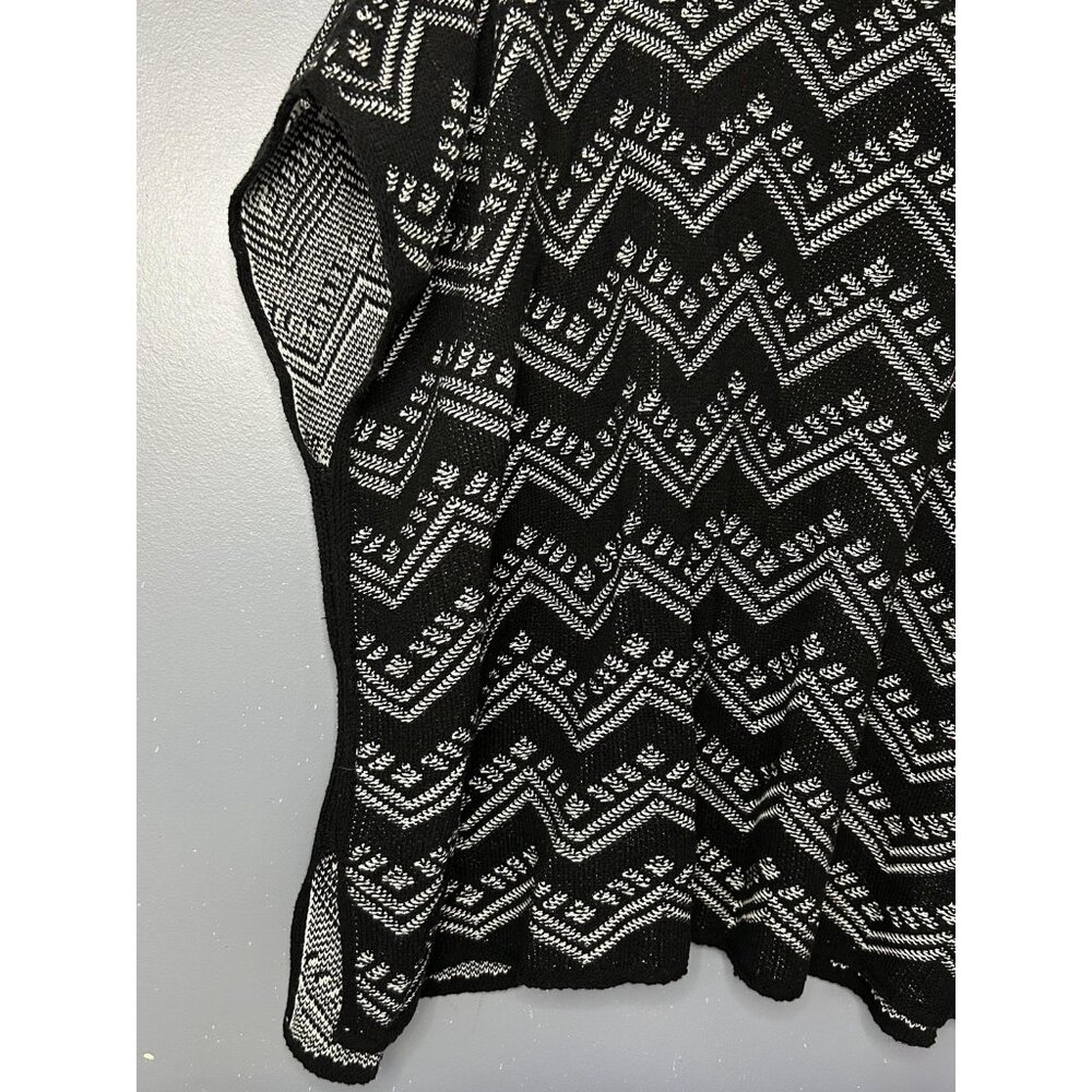 Eight Eight Eight Aztec Sweater Womens XL Black White Open Poncho Knit Cardigan - Picture 4 of 14